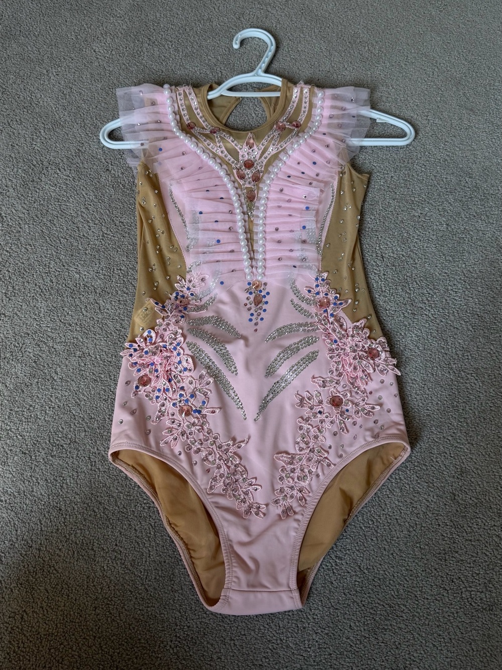 Girls Pink Embellished Dance One-Piece
